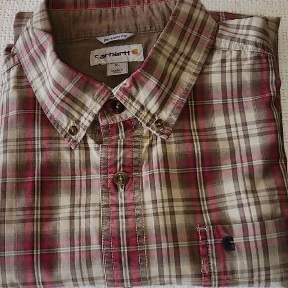 Carhartt Relaxed Fit Embroidered Pocket Casual Button Down Long Slv Sz XL Shirt - Picture 14 of 14